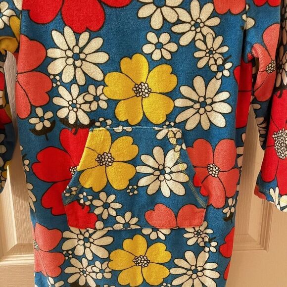 Mini Boden Blue Floral Swim Dress Cover Up Towelling Terry Hooded Girls Size 7-8 - Picture 7 of 10
